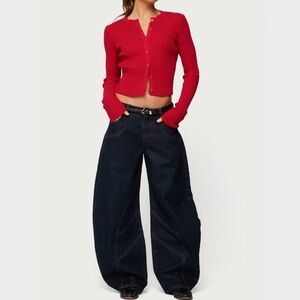 Edikted Double Pocket Low Rise Barrel Leg Jeans